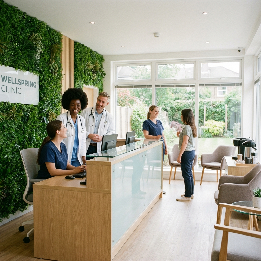 Equipe médica em clínica