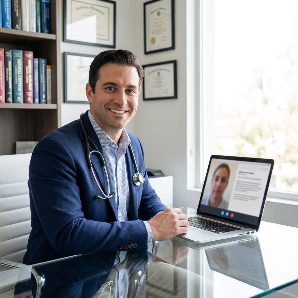 Médico em teleconsulta